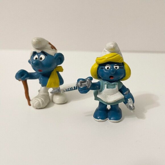 Smurfs Smurfette Doctor Nurse Injured Smurf Peyo Schleich - Picture 1 of 16